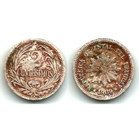 (20) Uruguay. 1909. 2 Centesimos (RC)