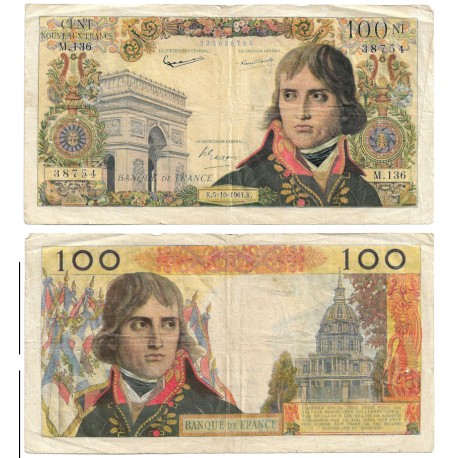 (144a) Francia. 1961. 100 Nouveaux Francs (BC+) Leves roturas en márgenes