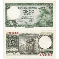 Estado Español. 1954. 5 Pesetas (MBC+) Serie U
