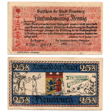 Flensburg (Schleswig-Holstein). 1920. 25 Pfennig (EBC)