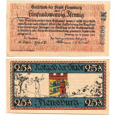 Flensburg (Schleswig-Holstein). 1920. 25 Pfennig (EBC)