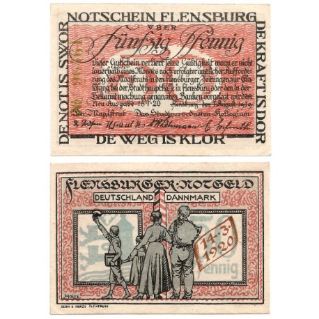 Flensburg (Schleswig-Holstein). 1920. 50 Pfennig (EBC+)