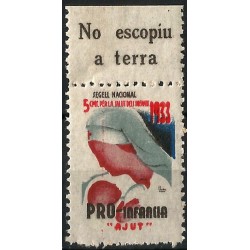 Viñeta. Pro-Infancia. Ayuda. 1933. 5 Céntimos (Nuevo, con marca de fijasellos)