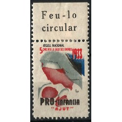 Viñeta. Pro-Infancia. Ayuda. 1933. 5 Céntimos (Nuevo, con marca de fijasellos)