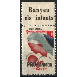 Viñeta. Pro-Infancia. Ayuda. 1933. 5 Céntimos (Nuevo, con marca de fijasellos)