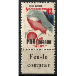 Viñeta. Pro-Infancia. Ayuda. 1933. 5 Céntimos (Nuevo, con marca de fijasellos)