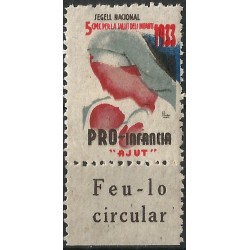 Viñeta. Pro-Infancia. Ayuda. 1933. 5 Céntimos (Nuevo, con marca de fijasellos)
