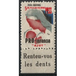 Viñeta. Pro-Infancia. Ayuda. 1933. 5 Céntimos (Nuevo, con marca de fijasellos)
