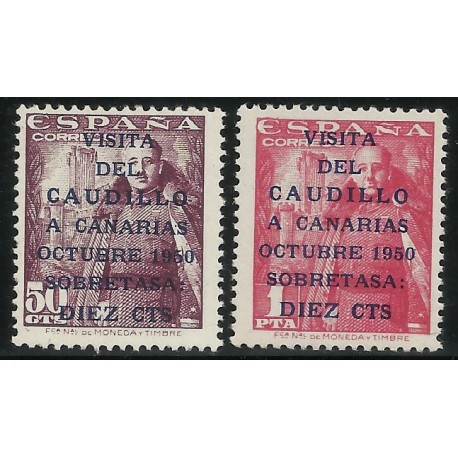 (1088-1089) 1951. Serie Completa. Visita del Caudillo a Canarias