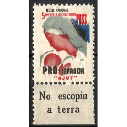 Viñeta. Pro-Infancia. Ayuda. 1933. 5 Céntimos (Nuevo, con marca de fijasellos)