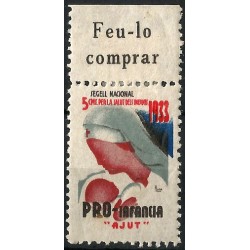 Viñeta. Pro-Infancia. Ayuda. 1933. 5 Céntimos (Nuevo, con marca de fijasellos)