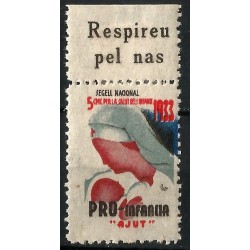 Viñeta. Pro-Infancia. Ayuda. 1933. 5 Céntimos (Nuevo, con marca de fijasellos)