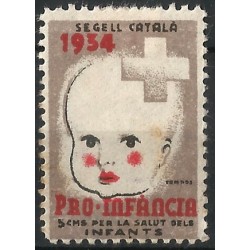 Viñeta. Pro-Infancia. 1934. 5 Céntimos (Nuevo, con marca de fijasellos)