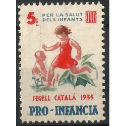 Viñeta. Pro-Infancia. 1935. 5 Céntimos (Nuevo, con marca de fijasellos)