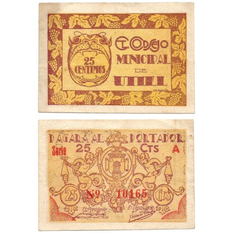 Utiel. 1937. 25 Céntimos (SC-)