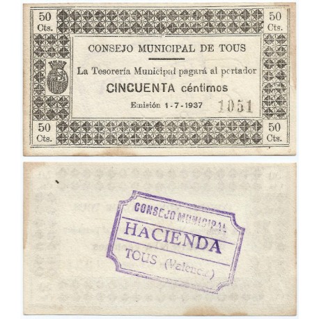 Tous. 1937. 50 Céntimos (EBC+)