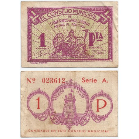 Tabernes de Valldigna. 1937. 1 Peseta (MBC)