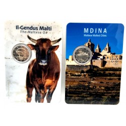 Malta. 2025. 2 Euro + 2 Euro (SC) Mdina y Buey de Malta