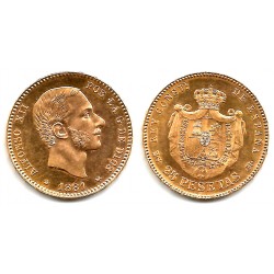 Alfonso XII. 1881*(18-81). 25 Pesetas (SC-/SC) (Oro) Ceca de Madrid MS-M
