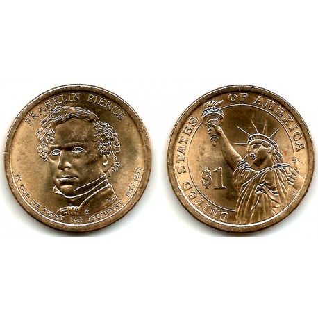 (476) Estados Unidos de América. 2010(P). 1 Dollar (EBC+) Franklin Pierce