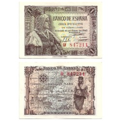 Estado Español. 1945. 1 Peseta (EBC) Serie D