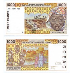 (211Bf) Estados África Oeste. 1995. 1000 Francs (SC) Benin