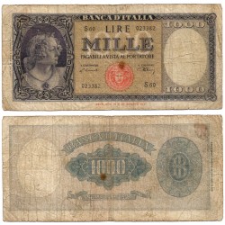 (83) Italia. 1947. 1000 Lira (BC) Mancha en reverso