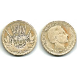 (31) Uruguay., 1943. 50 Centesimos (BC-/BC) (Plata)