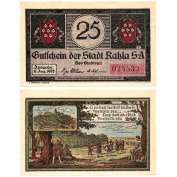 Kahla (Turingia). 1921. 25 Pfennig (EBC+)