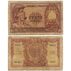 (92a) Italia. 1951. 100 Lira (BC/BC-) Roturas