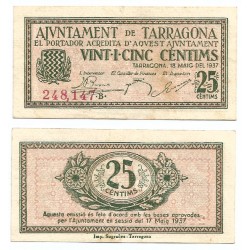 Tarragona. 1937. 25 Céntimos (MBC+)