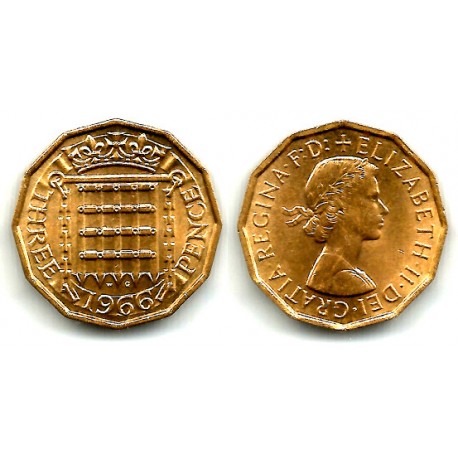 (900) Gran Bretaña. 1966. 3 Pence (EBC-)