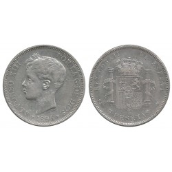 Alfonso XIII. 1896*(18-96). 5 Pesetas (BC+/MBC-) (Plata) Ceca de Madrid PG-V