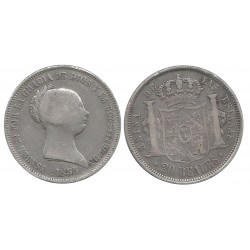 Isabel II. 1855. 20 Reales (MBC-) (Plata) Ceca de Madrid