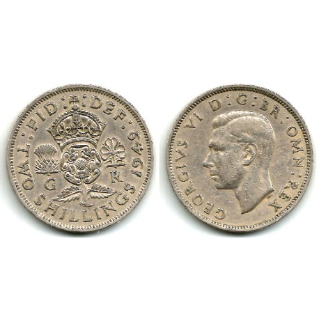 (878) Gran Bretaña. 1949. 2 Shillings (BC+)