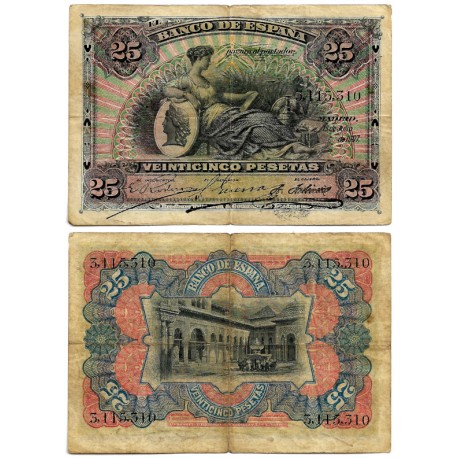 España. 1907. 25 Pesetas (BC) Sin Serie