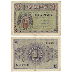 Estado Español. 1938. 1 Peseta (MBC-) Serie G. Febrero