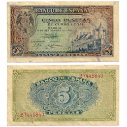Estado Español. 1940. 5 Pesetas (EBC) Serie B