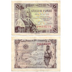 Estado Español. 1945. 1 Peseta (EBC-) Serie I