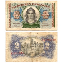 España (II República). 1938. 2 Pesetas (BC+) Serie A