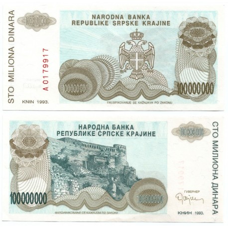(R25) Croacia. 1993. 100.000.000 Dinara (SC)