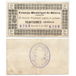 Bétera. 1937. 25 Céntimos (EBC+)