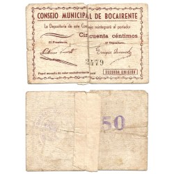 Bocairente. 1937. 50 Céntimos (RC) Rotura y pegado con papel adhesivo