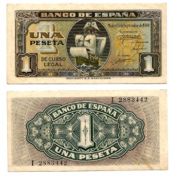Estado Español. 1940. 1 Peseta (SC-) Serie I. Mancha en reverso