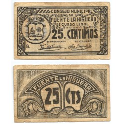 Fuente la Higuera. 1937. 25 Céntimos (MBC)