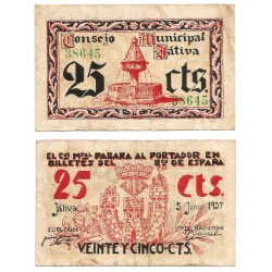 Játiva. 1937. 25 Céntimos (MBC+)