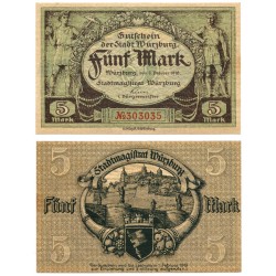 Würzburg (Baviera). 1918. 5 Mark (SC-)