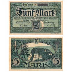 Zittau (Sajonia). 1918. 5 Mark (SC)