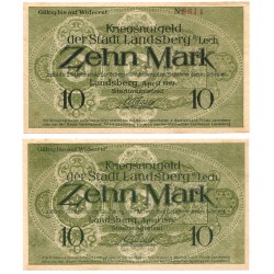 Landsberg (Baviera). 1919. 10 Mark (SC)
