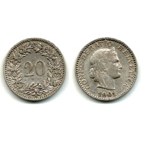 (29) Suiza. 1901. 20 Rappen (MBC)